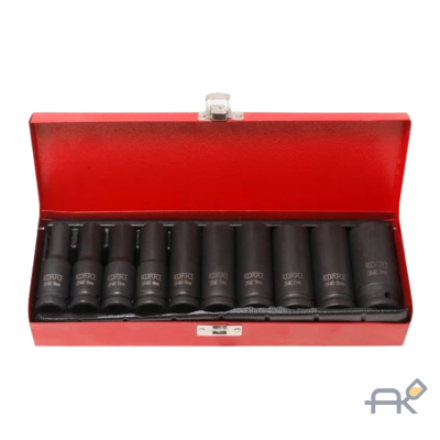 Набор головок ударных глубоких 10пр..1/26гр.(10.12-15.17.19.21.22.24мм). в металлическом кейс (RF-4107-5MPB) 16236